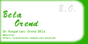 bela orend business card